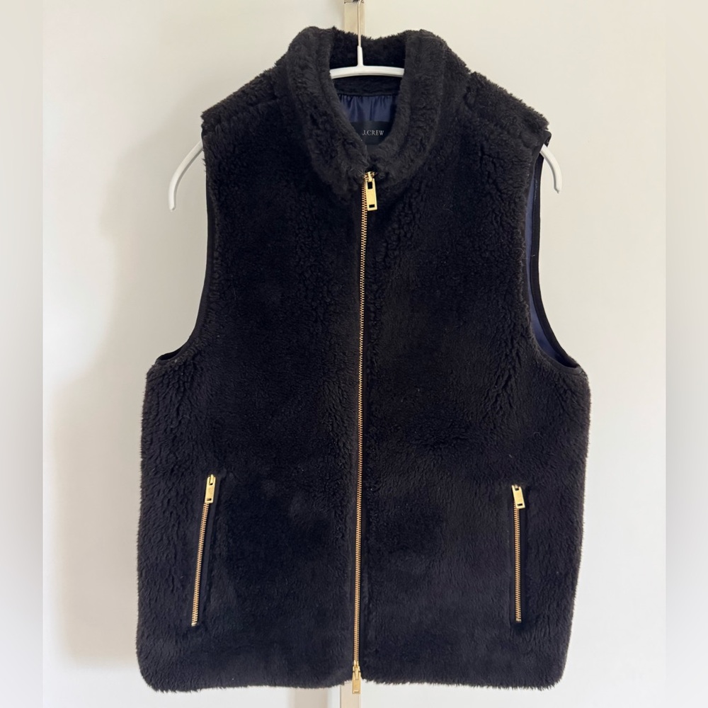 J. Crew Black Sherpa/ Teddy Fleece Vest